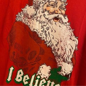 Christmas Santa Clause I Believe Dec 25th Tee Red Lg